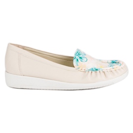 Tullo Beige Mockasiner Med Blommor