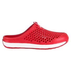 Hasby Röda genombrutna tofflor