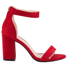 Sandaler med dragkedja i mocka röd