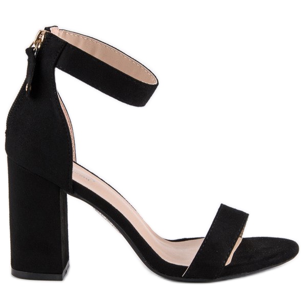 Sandaler med dragkedja i mocka svart