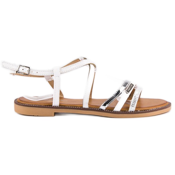 Bello Star Platta sandaler med spänne grå vit