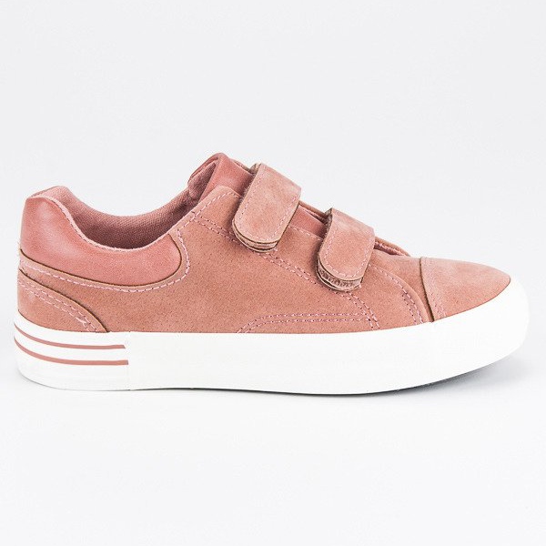 Suede Sneakers med kardborreband rosa