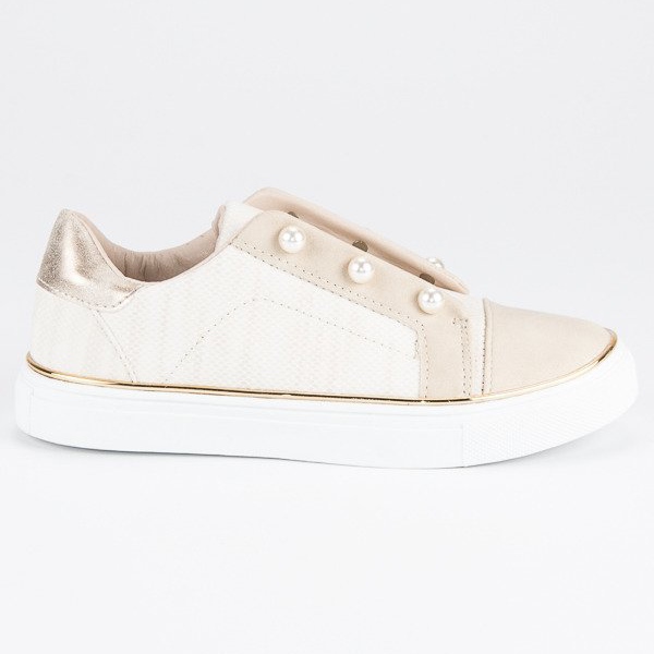 Sneakers med pärlor beige