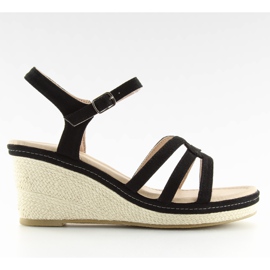 Svarta sandaler på låg kilklack SR-2817 Svart