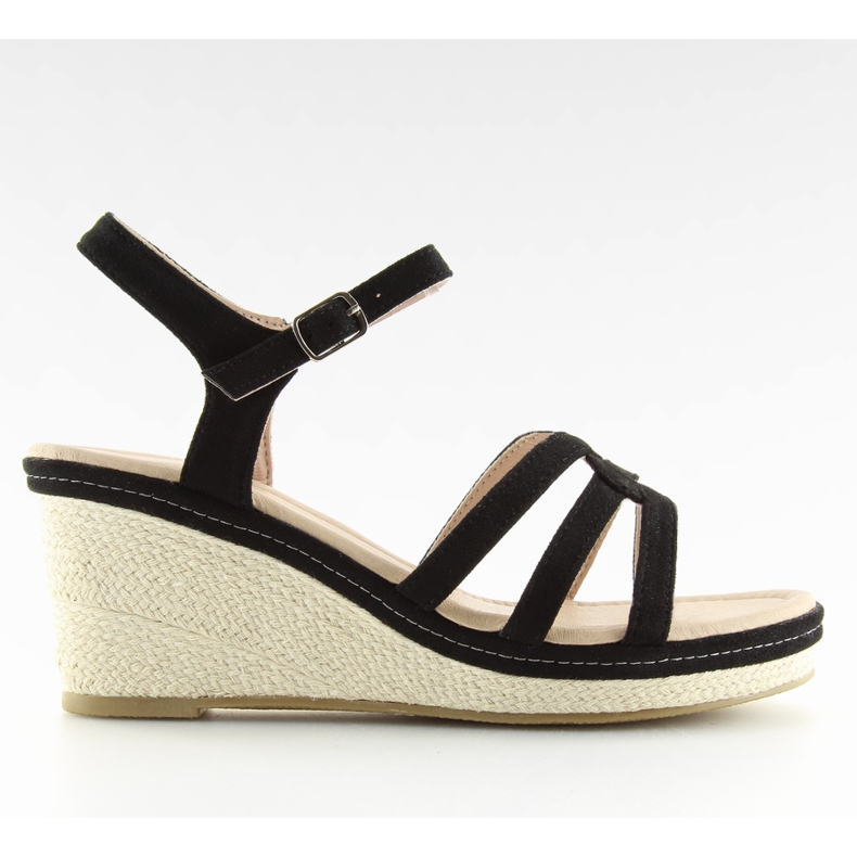 Svarta sandaler på låg kilklack SR-2817 Svart