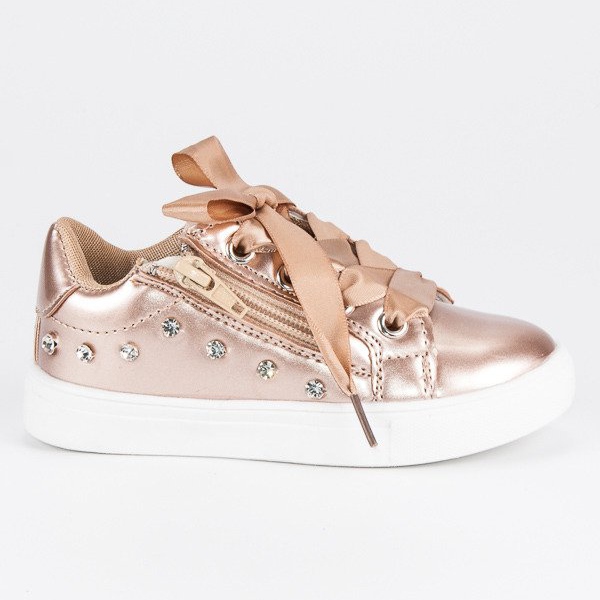 Gyllene Sneakers With Ribbon
