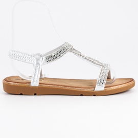Fama Platta sandaler med cubic zirconia grå