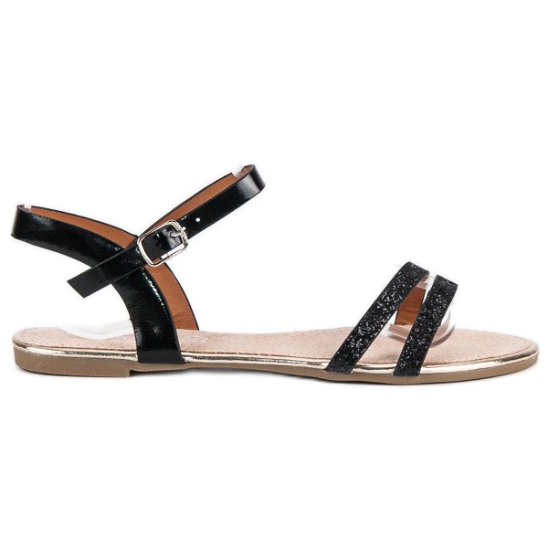 American Club Svarta platta amerikanska sandaler