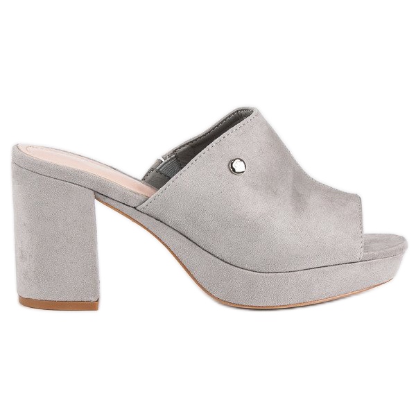 Milaya Tofflor på stolpen grå