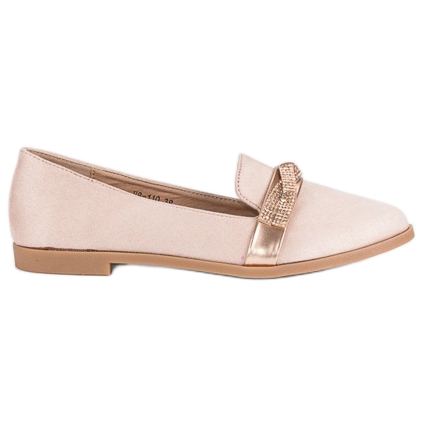 Bestelle Mockaskor med kristaller rosa