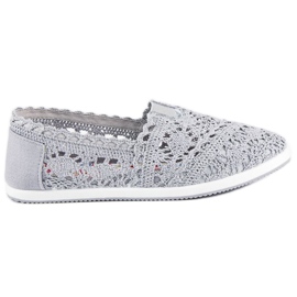 Grå ballerinor i spets