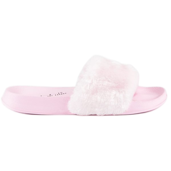 Rosa flipflops med päls