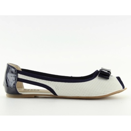 Vita ballerinor med öppen tå D314 WHITE / MARIN