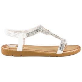 Fama Platta sandaler med cubic zirconia vit