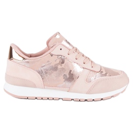 Rosa sneakers med snörning