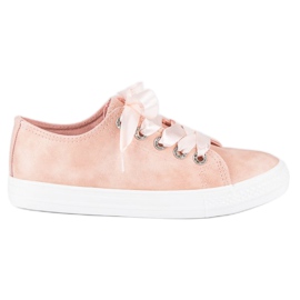 Moderiktiga sneakers med bindning rosa