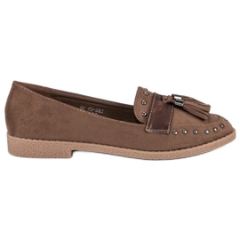 Bruna mockasiner med fransar