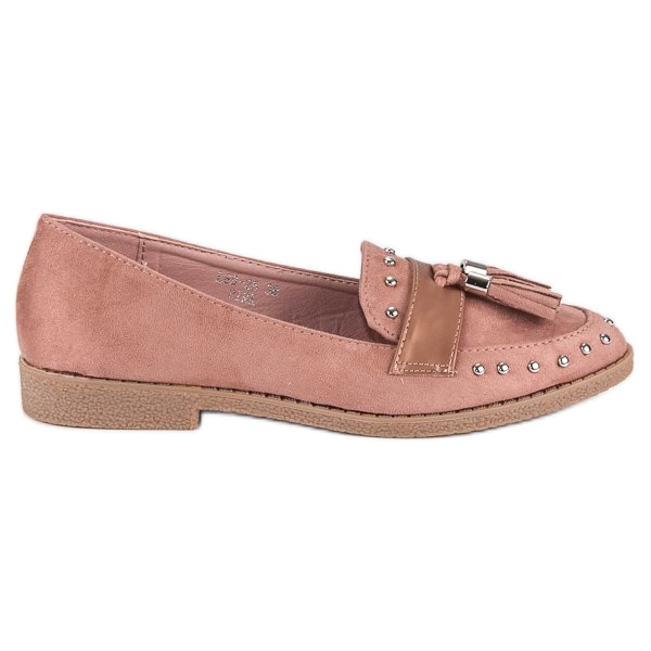 Rosa mockasiner med fransar