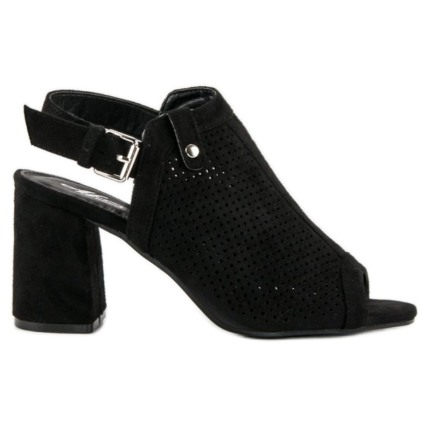 Genombrutna sandaler med ovandel svart