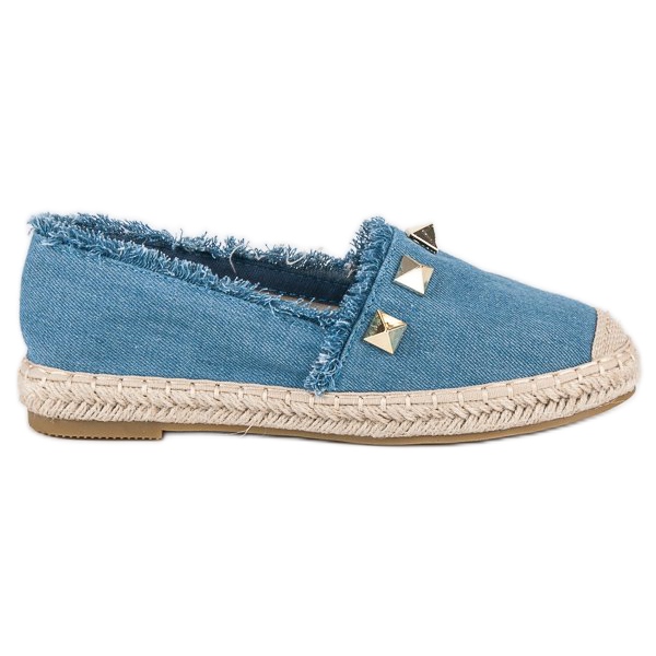 Bestelle Denim espadrillos med strass blå