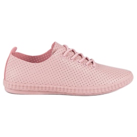 Rosa Sneakers Med Genombrutna