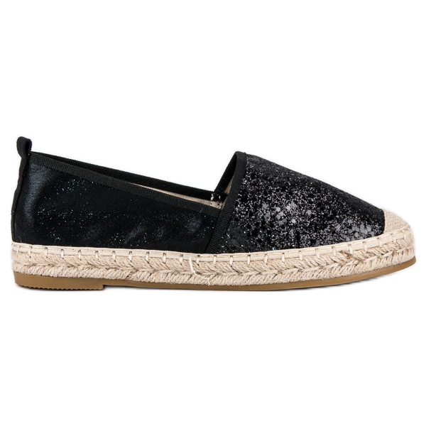 Coura Svarta espadrillor med glitter