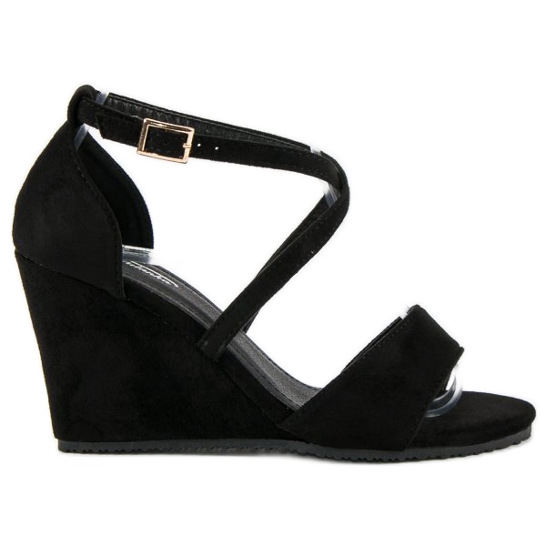 Svarta mockasandaler