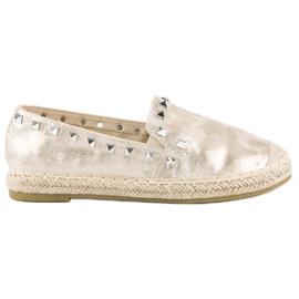Forever Folie Guld espadrillor med nitar gyllene