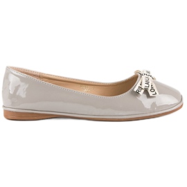 Ideal Shoes Grålackade ballerinor