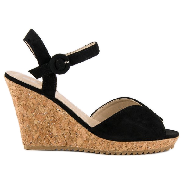 Sandaler på en korkkilklack svart