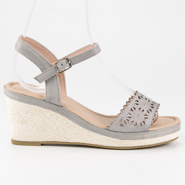Ideal Shoes Gråa espadriller på kilen