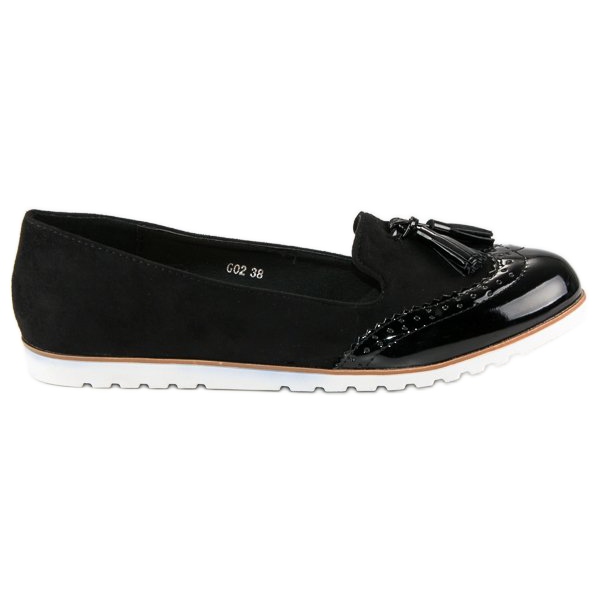 Super Me Svarta loafers med fransar