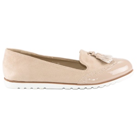 Super Me Beige loafers med fransar
