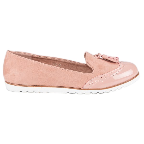 Super Me Rosa mockasiner med fransar