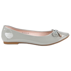 Ideal Shoes Lackade grå ballerinor