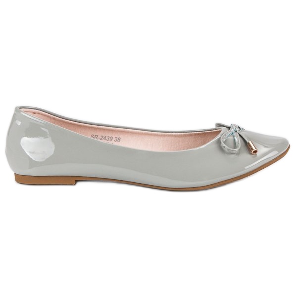 Ideal Shoes Lackade grå ballerinor