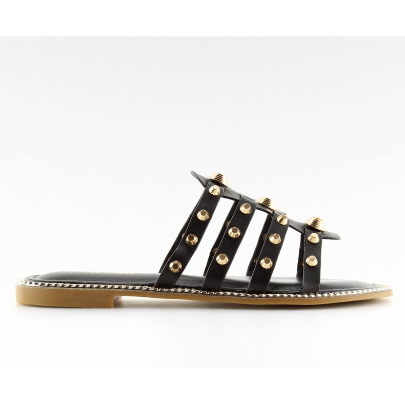 Svarta tofflor med nitar 99-41 Svart