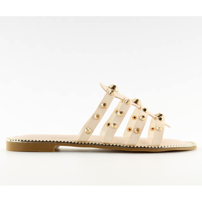 Beiga tofflor med nitar 99-41 Beige