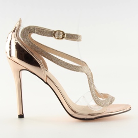 Rosa sandaler på högklackat 1443 champagne