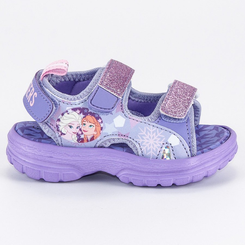 Sandaler med kardborreband. Frosset violett