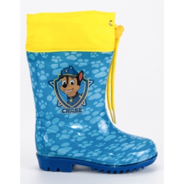 Wellingtons med ribbande hundpatrull blå