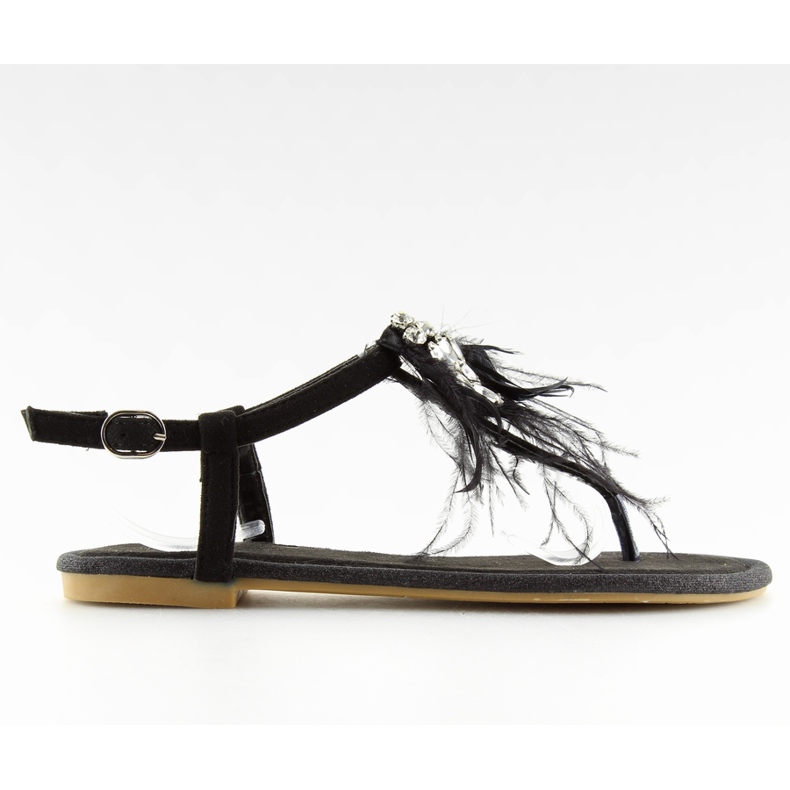Svarta sandaler med fjädrar 7267 Svart