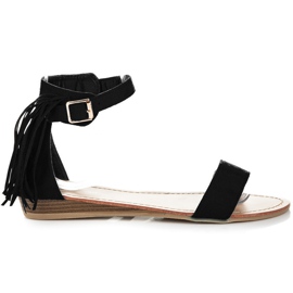 Abloom Sandaler i mocka med fransar svart