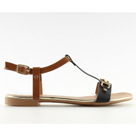 Svarta sandaler på platt sula svart 9871 Svart