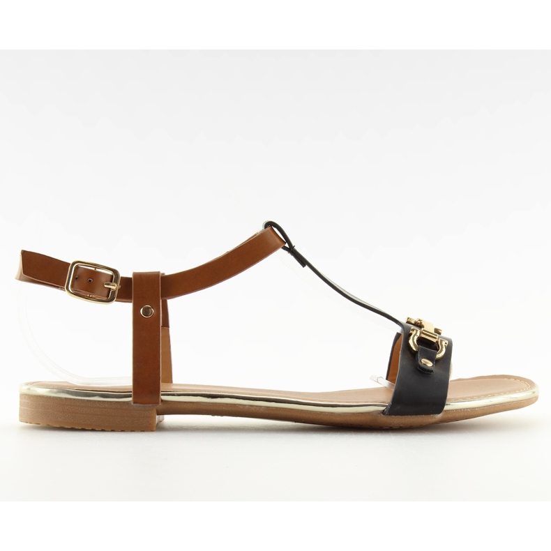 Svarta sandaler på platt sula svart 9871 Svart