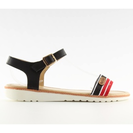 Svarta sandaler på platt sula J1024-A5 Svart