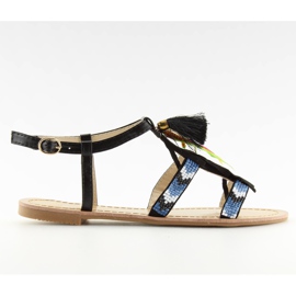 Svarta boho stil sandaler LQ-2662 svart