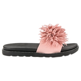 Tofflor med pompom rosa