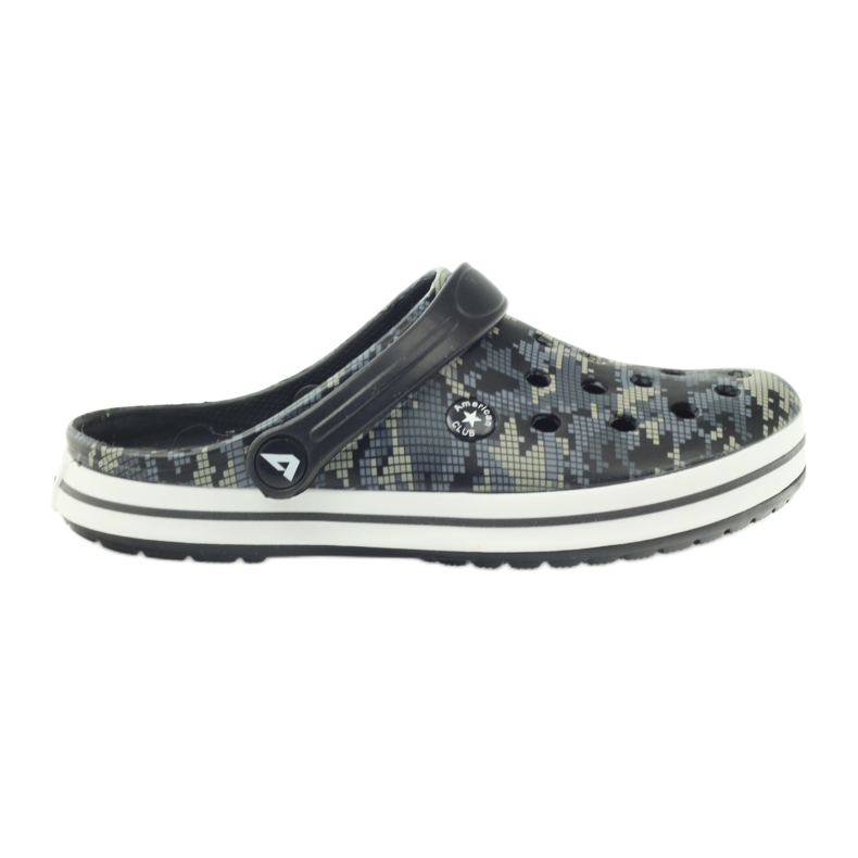 American Club Kroks trånga tofflor camo sandaler svart grå grön