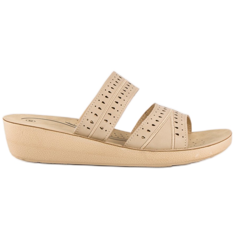 Beige wedge tofflor